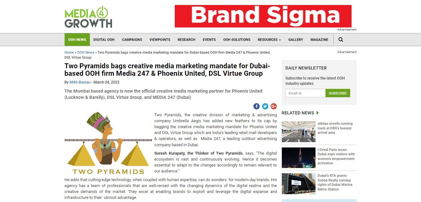 Two Pyramids, the creative division of Umbrella Aegis, has added notable clients like Phoenix United, DSL Virtue Group, and Media 247 to its portfolio, emphasizing adaptability to the evolving digital landscape. Led by Suresh Kurapaty, Two Pyramids combines cutting-edge technology with human expertise to empower modern brands in leveraging the digital realm effectively.